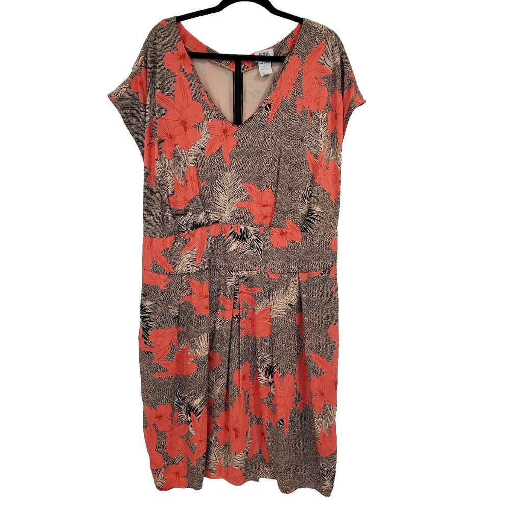 Monroe and Maine Short Sleeve Pleated Floral Dress 3X Resort Travel Cruise